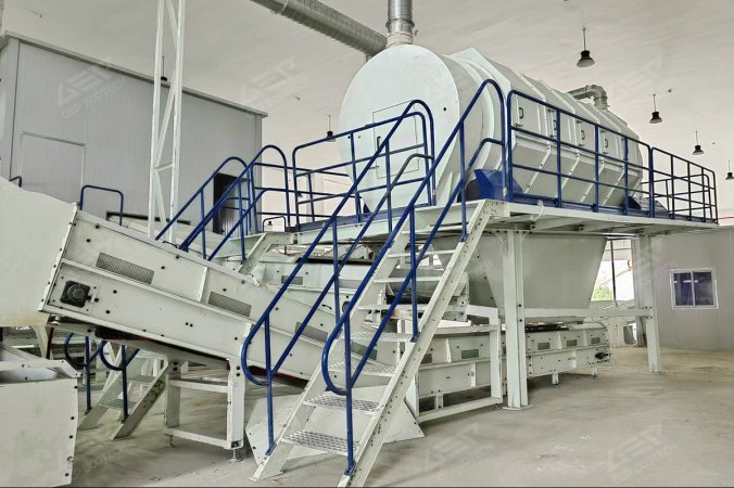 Çin'in Zhejiang eyaletindeki endüstriyel atık geri dönüşüm projesi için trommel elek